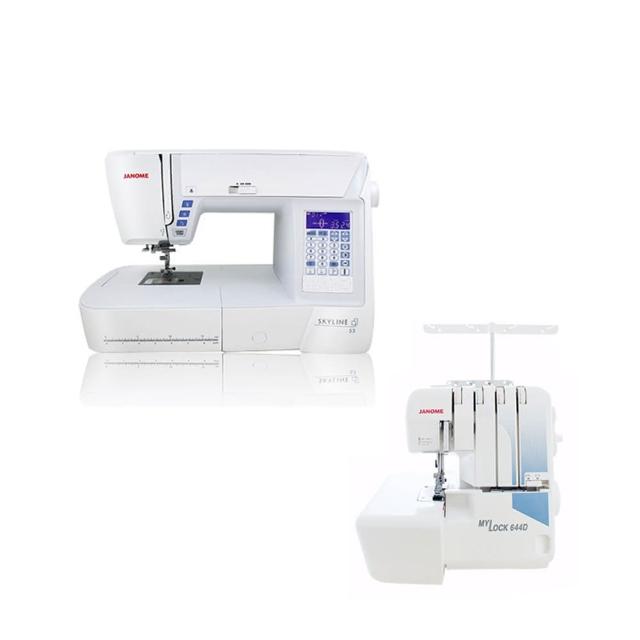 【JANOME 車樂美】SkyLine S3縫紉機+644D拷克機(S3D1)