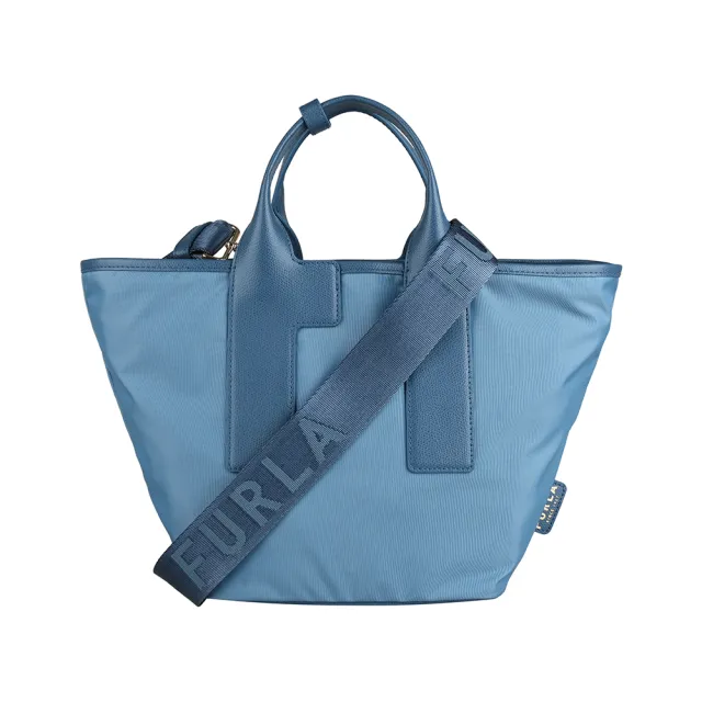 【FURLA 芙拉】FURLA PIUMA 尼龍雙色設計拼牛皮拉鍊斜背托特包(中/多色)