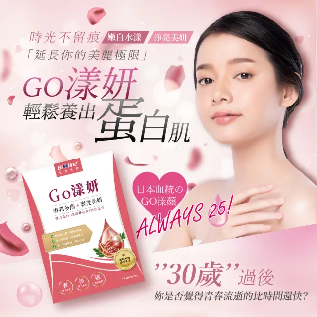 【Bioline 星譜生技】Go漾妍_紅石榴膠原蛋白6盒(30顆/盒)(紅石榴多酚.彈力蛋白.玄米賽洛美萃取.鋅.C.)