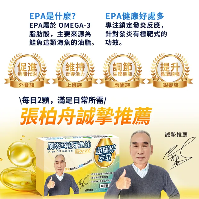 【自由製造】西班牙超臨界萃取高濃度EPA1200頂級魚油60粒/盒