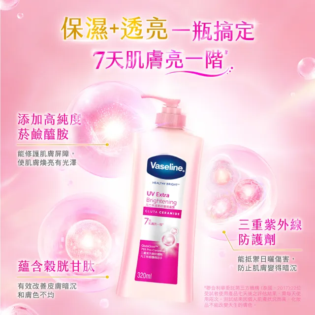 【Vaseline 凡士林】官方直營 透亮系列潤膚露320ml_3入組