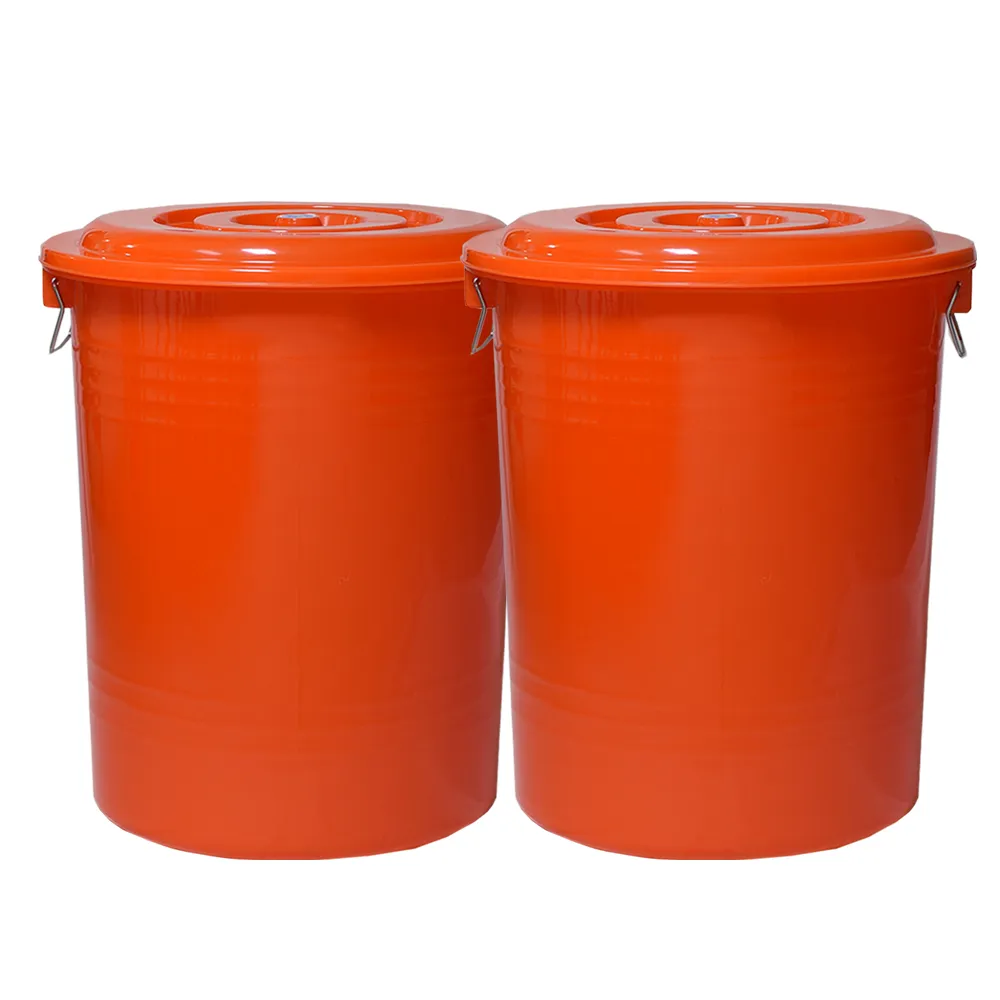 【G+ 居家】MIT台灣製萬用桶儲水桶垃圾桶冰桶106L(2入組-附蓋附提把 隨機色出貨)