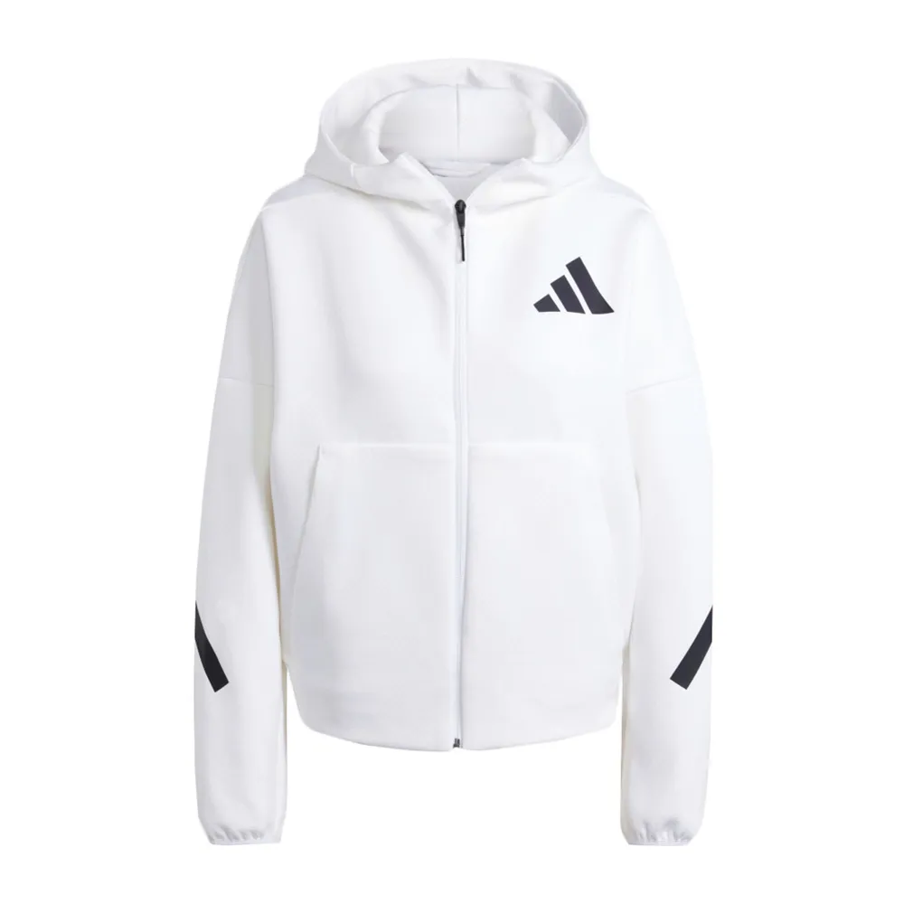   女軟 殼 連帽 外套 白 adidas 愛迪達】W Z.N.E. FZ 女連帽外套運動訓練休閒寬鬆愛迪達白