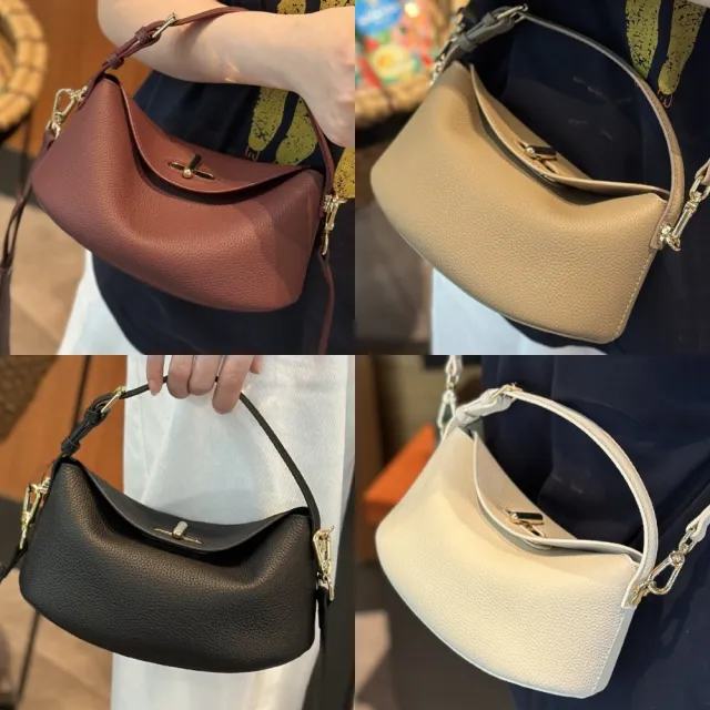 【巴黎精品】現貨+預購 真牛皮側背包真皮革單肩背包托特包手提包隨身女包包(設計款月牙包純色9款v1bt6