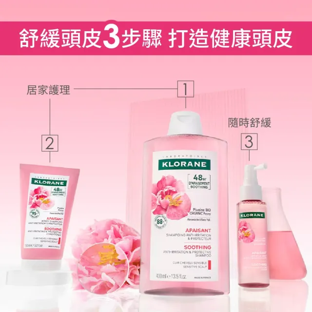 【KLORANE 蔻蘿蘭】官方直營 SOS舒敏三步驟護理組(洗髮精+髮膜+頭皮精華新包裝)