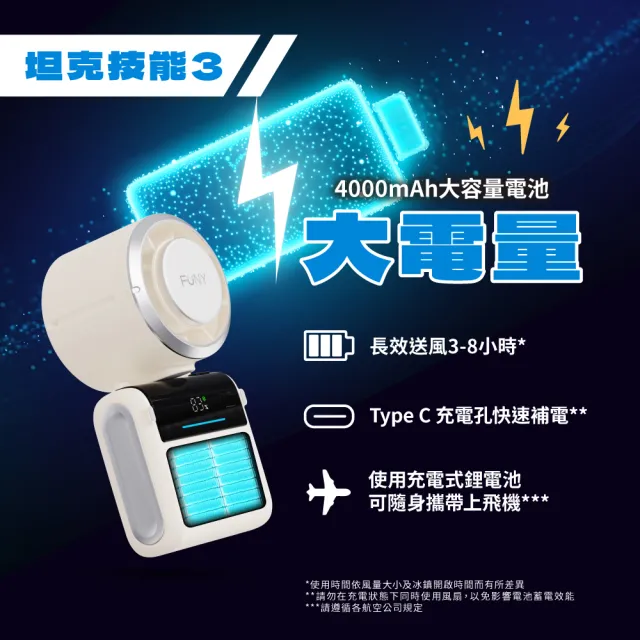 【FUNY】小坦克冰鎮多功能手持風扇（掌中冰鎮 2026 新登場 可折角 桌立 手持 脖掛 附掛繩）