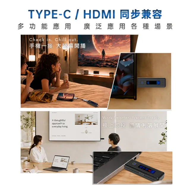 【REAICE】日本Winten HDMI無線投影傳輸器全配組(手機平板適用/電競筆電/Type-c影像輸出裝置)