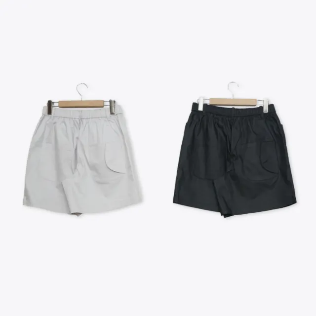 【MOSS CLUB】涼感紗仿牛仔工裝短褲 黑 灰(魅力商品)