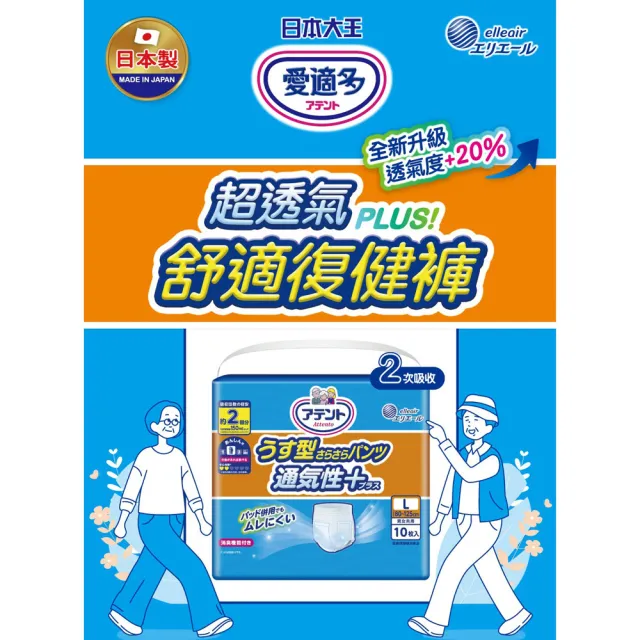 日本大王Attento 愛適多 超透氣舒適復健褲(6包/箱裝-M11片/L10片)（其他規格）