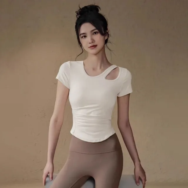 【巴黎精品】極速出貨 瑜珈服短袖運動服運動上衣跑步背心修身顯瘦瑜伽服(吸濕排汗女上衣3款v1ax12 2D)