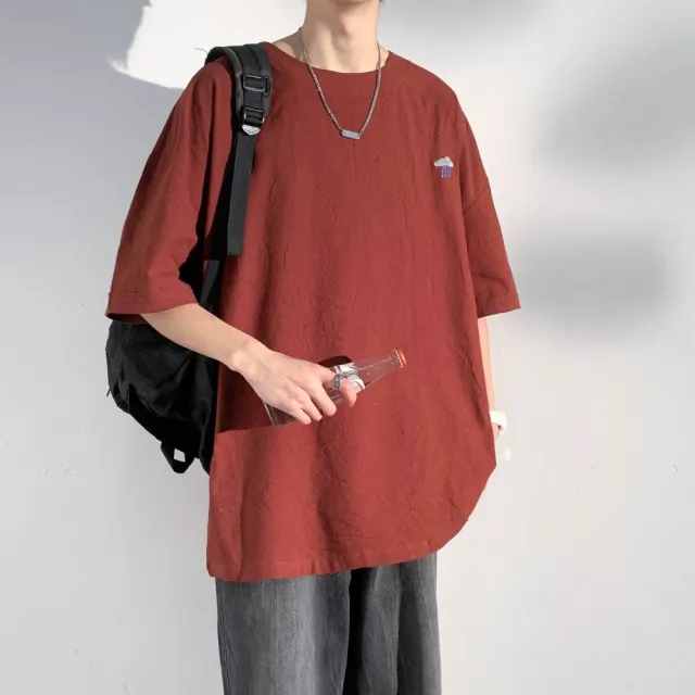 【巴黎精品】現貨+預購 男亞麻棉麻T恤新中式短袖上衣(夏季圓領運動寬鬆休閒日系復古男裝14色b1a28)