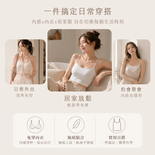 【MarCella 瑪榭】2件組-涼感無痕罩杯Bra Top短版背心