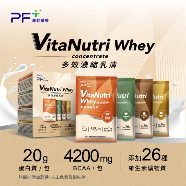 【PF+ 運動營養】多效濃縮乳清蛋白粉30g_海鹽奶蓋紅茶x10包/盒(即沖即飲不易結塊/優蛋白/好吸收好消化)