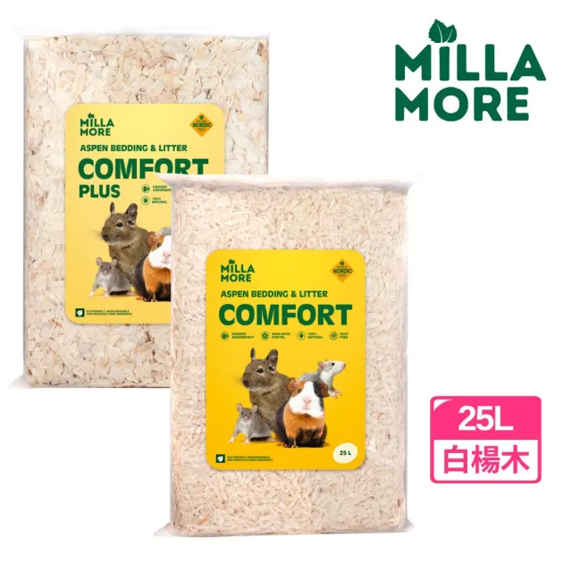 【MOMI 摩米】MILLA MORE 白楊木刨花  25L | 大刨花、細刨花、安全墊料、倉鼠墊料、無毒低粉塵、木屑