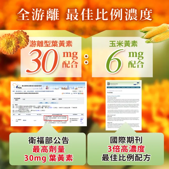 【日本味王】30:6:6高濃度晶亮葉黃素30粒X5盒(游離型/玉米黃素/玻尿酸/全素)