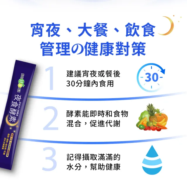 【我的健康日記】夜食酵素2盒組(共60包 劉品言代言)-幫助消化 排便順暢 乳清蛋白 鉻 藤黃果