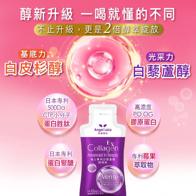 【Angel LaLa 天使娜拉】白藜蘆醇膠原飲x4盒(10包/盒/膠原蛋白/白藜蘆醇/花青素/玻尿酸/賴雅妍)