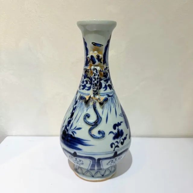 【創藝工坊】早期景德鎮青花瓶 雙耳螭龍瓶(老物 青花瓷 瓷器 景德鎮)