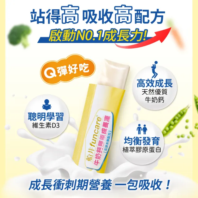 【funcare 船井生醫】高成長牛奶鈣膠原成長凍100入(成長高酵水解配方)