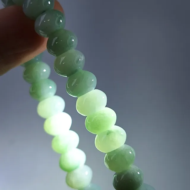 【鵝娘翡翠】天然A貨翡翠 緬甸玉 冰潤藍水飄花 鼓珠 手串 手珠 A0954875 翡翠手串