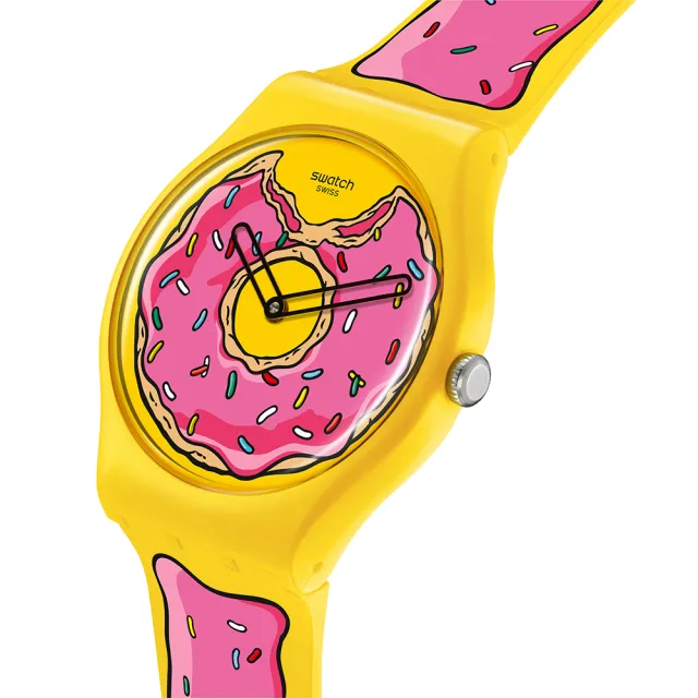 【SWATCH】SECONDS OF SWEETNESS 辛普森家庭/甜甜圈錶/經典手錶/男錶/女錶/瑞士製造 SO29Z134(41mm)