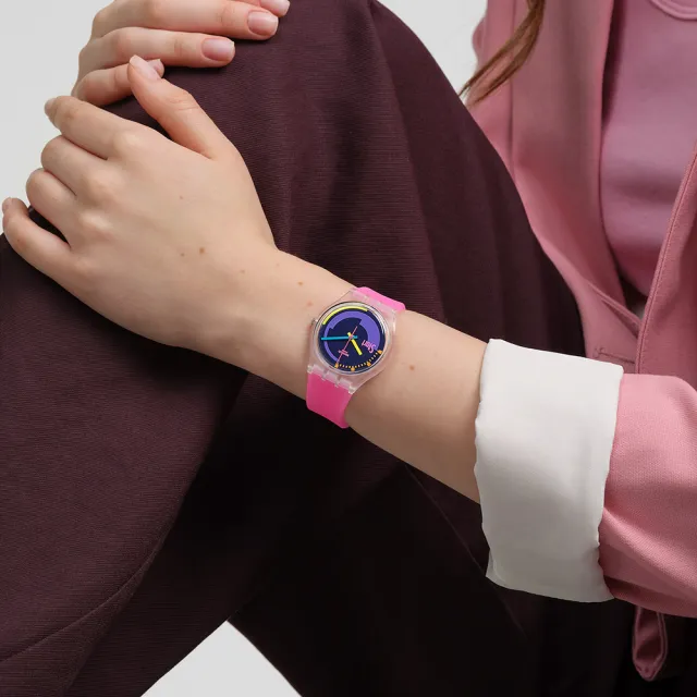 【SWATCH】NEON PINK PODIUM 經典手錶/男錶/女錶/瑞士製造 SO28K111(34mm)
