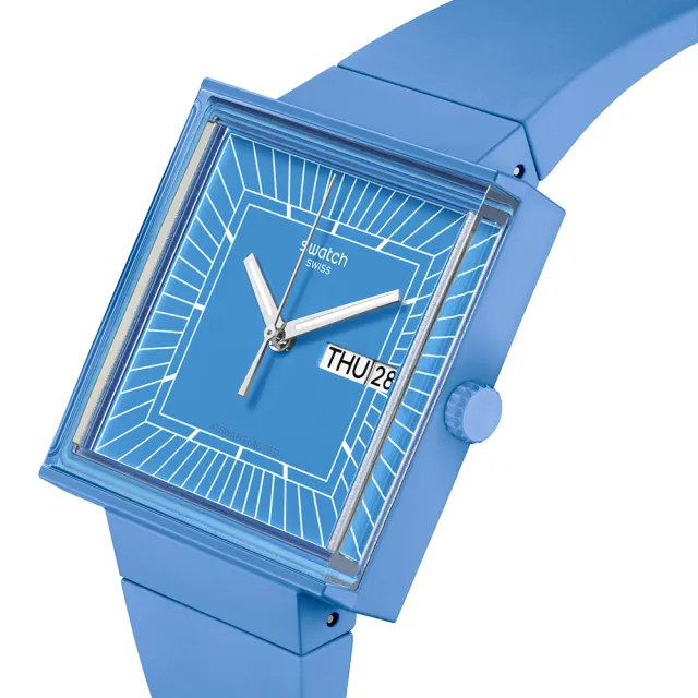 【SWATCH】WHAT IF...SKY? 經典手錶/方形錶/女錶/瑞士製造 SO34S700(34mm)