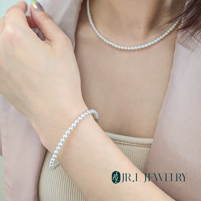【JR.L JEWELRY】天然珍珠 氣質佳人珍珠套組(手鍊/項鍊3.5-4MM)