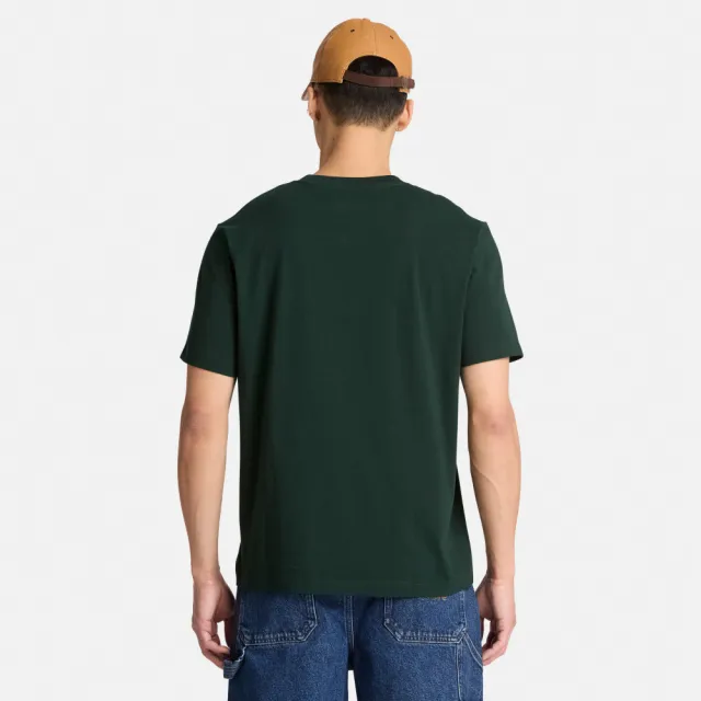 【Timberland】男款灰綠色大LOGO圖案T恤(A2714EA1)