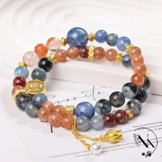 【NANA】娜娜 天然藍晶石金太陽宮廷夜宴雙圈手串 N115062607(天然藍晶石 金太陽 宮廷夜宴 雙圈 手串)