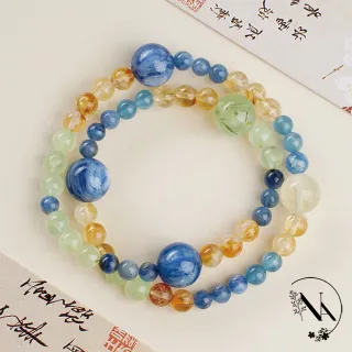 【NANA】娜娜 天然藍晶石黃塔晶夏嶼雙圈手串 N115062606(天然 藍晶石 黃塔晶 夏嶼 雙圈 手串)
