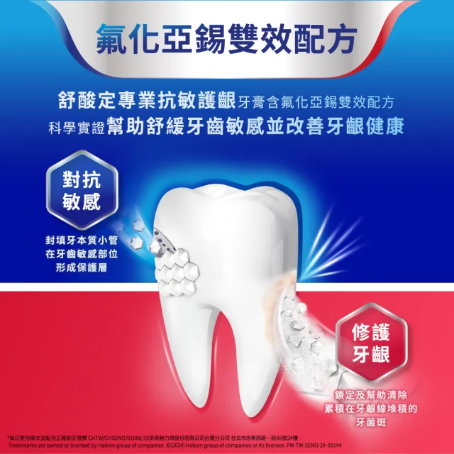 【SENSODYNE 舒酸定】進階護理 專業抗敏護齦牙膏100gX8入(原味/亮白配方/沁涼薄荷)