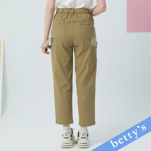 【betty’s 貝蒂思】裝飾吊帶跳色休閒長褲(卡其)