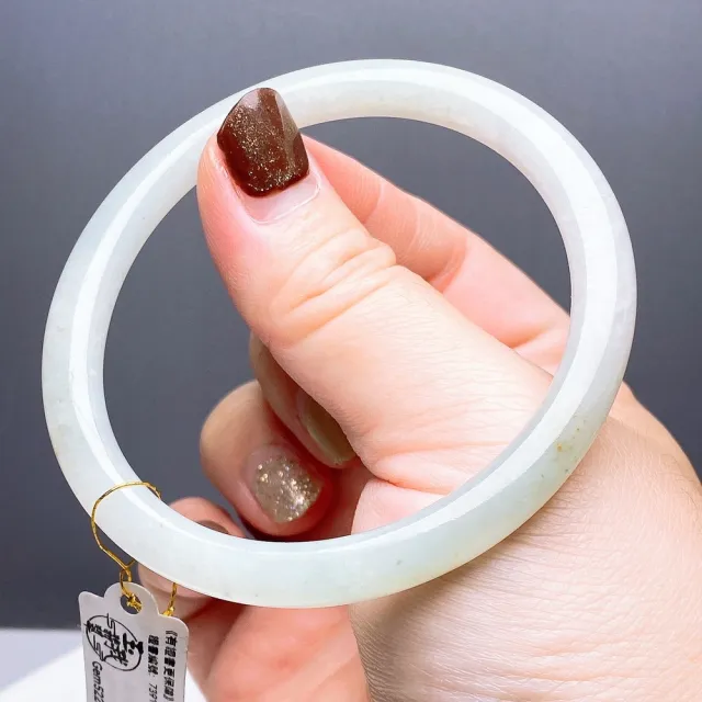 【玉我翡翠】綠底妝 圓條 手鐲 手圍18.9mm 附台証 M43579 緬甸A貨翡翠(台灣權威認證證書/天然A貨翡翠)