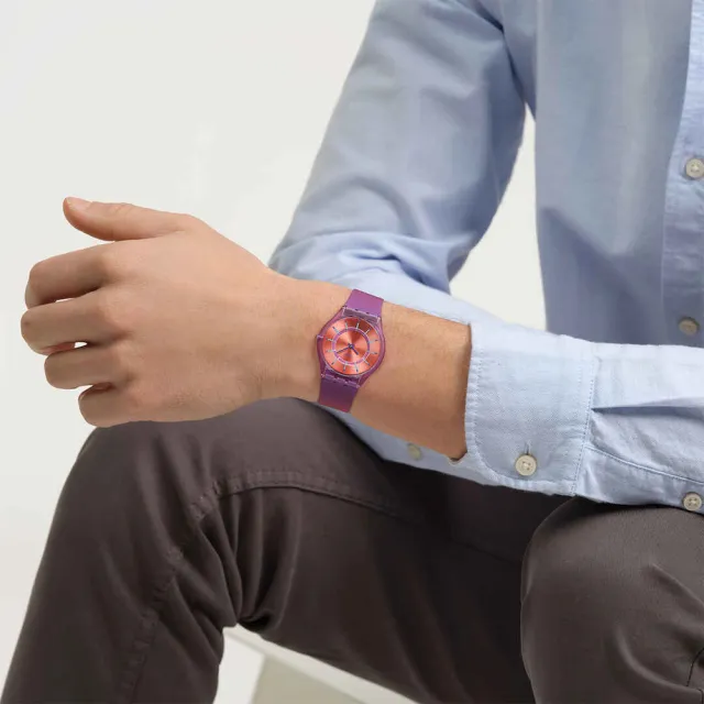 【SWATCH】SWEET STRAWBERRY DREAM 超薄手錶/男錶/女錶/瑞士製造 SS08V108(34mm)