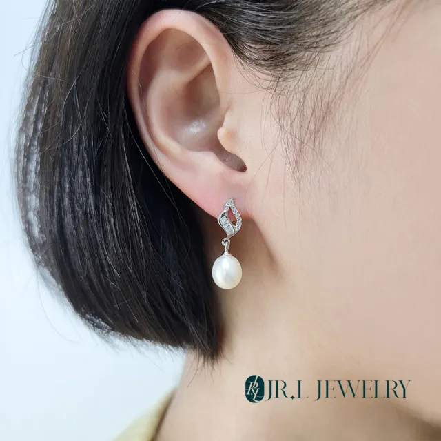 【JR.L JEWELRY】天然珍珠 6-10MM 純銀925珍珠耳環(垂墜款系列A)