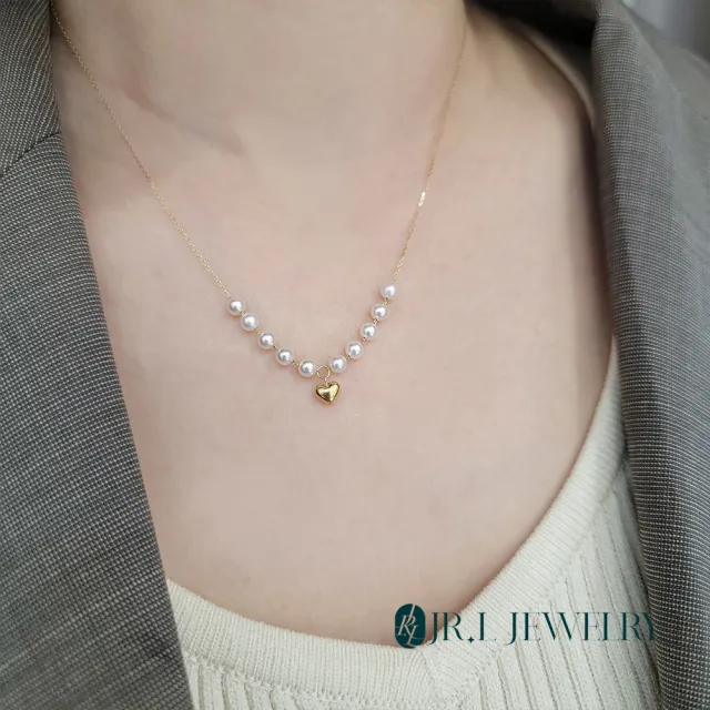 【JR.L JEWELRY】天然珍珠 心心相映18K金珍珠套組(手鍊3.5-4MM/項鍊3.5-4MM)