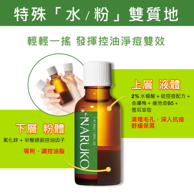 【NARUKO 牛爾】除痘平滑毛孔組★茶樹三酸毛孔安瓶精華30ml+美白寶10ml+粉刺寶30ml(收毛孔/清粉刺)