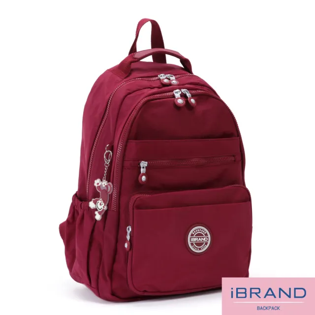 【iBrand】雙11 經典百搭輕盈多口袋後背包(酒紅色)