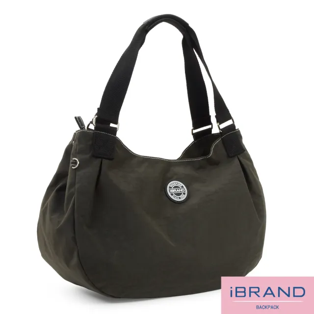 【iBrand】雙11 輕盈防潑水大容量彎月側背包(防水包 墨軍綠)