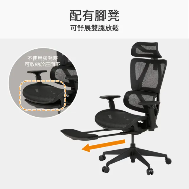 【NITORI 宜得利家居】人體工學椅 電腦椅 辦公椅 OC707 彈性網布 BK(人體工學椅 電腦椅 辦公椅)