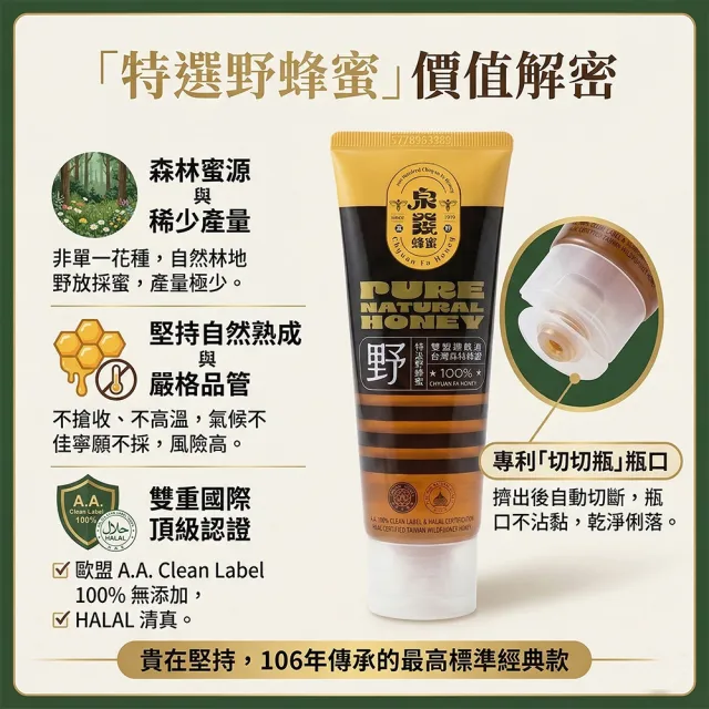 【CHYUANFA 泉發蜂蜜】買四送一 雙認證台灣森林蜂蜜 特選野蜂蜜150g/支 台灣百年老店 100%純蜂蜜