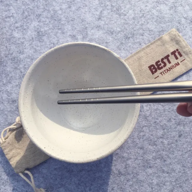 【BEST Ti】純鈦餐具三件組(方筷/ 湯匙/ 叉子)