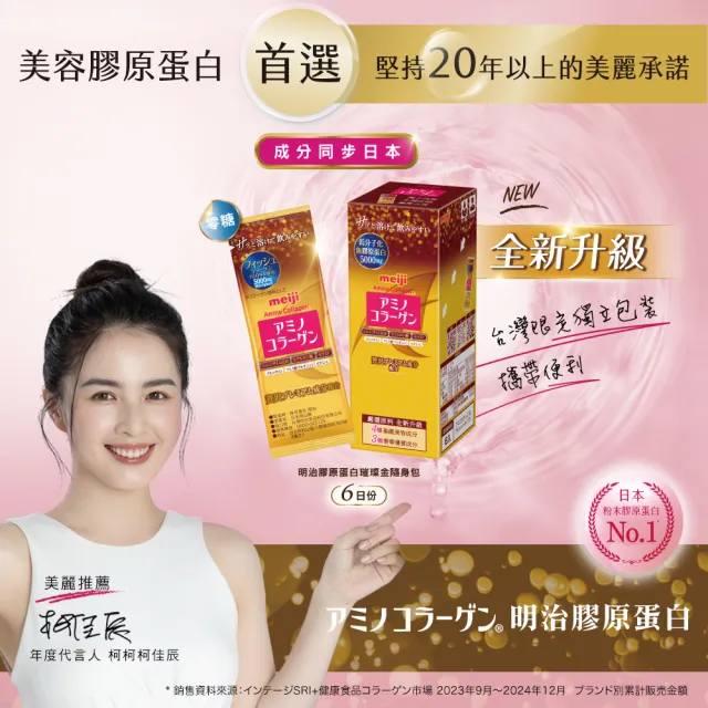 【Meiji 明治】明治膠原蛋白璀璨金隨身包7gx60入(60天份/膠原蛋白/神經醯胺/Q10)