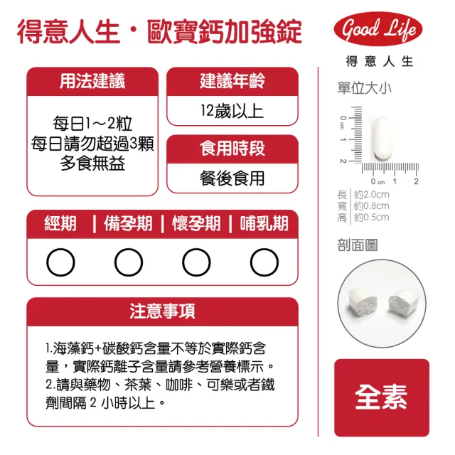 【得意人生】天然愛爾蘭紅藻高鈣複方海藻鈣+D3 四入組(共240粒 每錠鈣502mg 紅藻鈣 鈣片 補鈣 鎂)