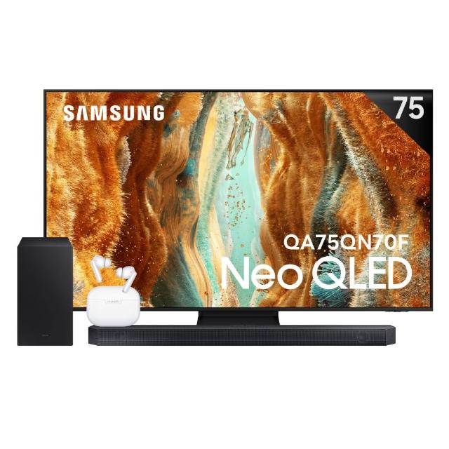 【Samsung 三星】75型 4K Neo QLED 144Hz Mini LED AI智慧顯示器 75QN70F 壁掛安裝(QA75QN70FAXXZW)