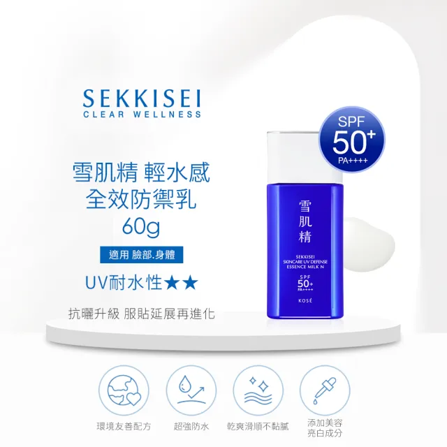 【KOSE 高絲】雪肌精 輕水感全效防曬乳組60g+薏透露14mL (大谷翔平防曬)