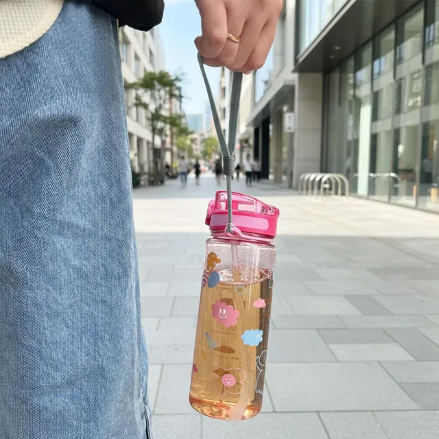 【Brille Brille】彈蓋式自動吸管水壺 600ml 粉色 藍色 台灣製水壺 改質PCT 可拆卸吸管