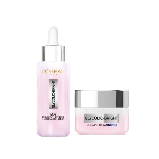 【L’OREAL Paris 巴黎萊雅】淨亮白激光微晶水凝霜50ml+淨亮白MELA淡斑精華30ml