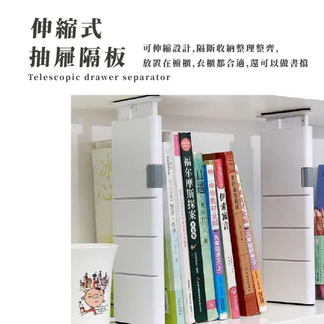 【分隔大師】簡約可伸縮抽屜分隔板-超值4入組(防滑墊 可調節 書擋 居家 宿舍 衣櫃 書櫃 分隔收納)
